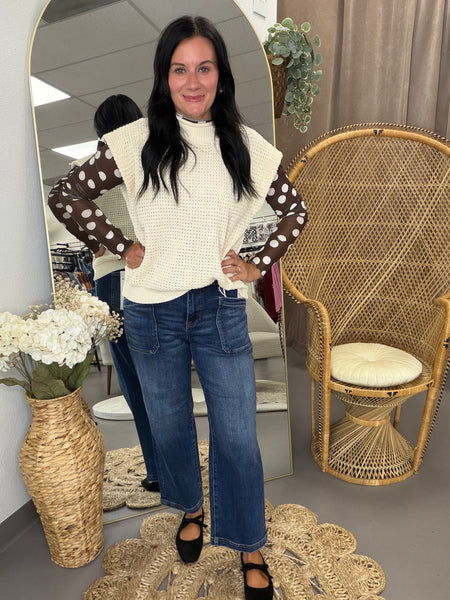 Cream Knit Sweater Vest