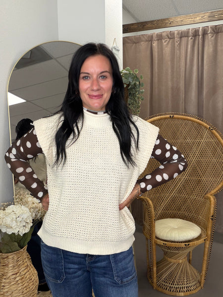 Cream Knit Sweater Vest