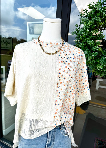 Boho Lace Flower Print Top