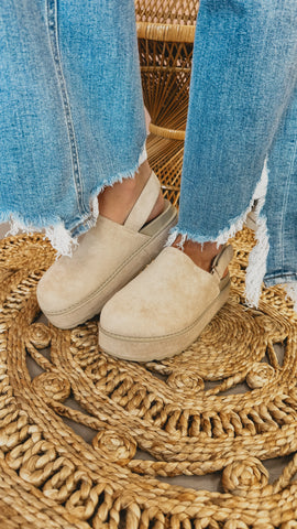 Slingback Clog Shoes Beige