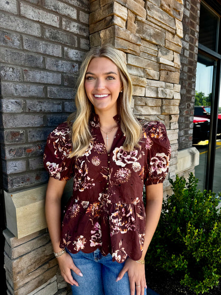 Autumn Romance Floral Blouse
