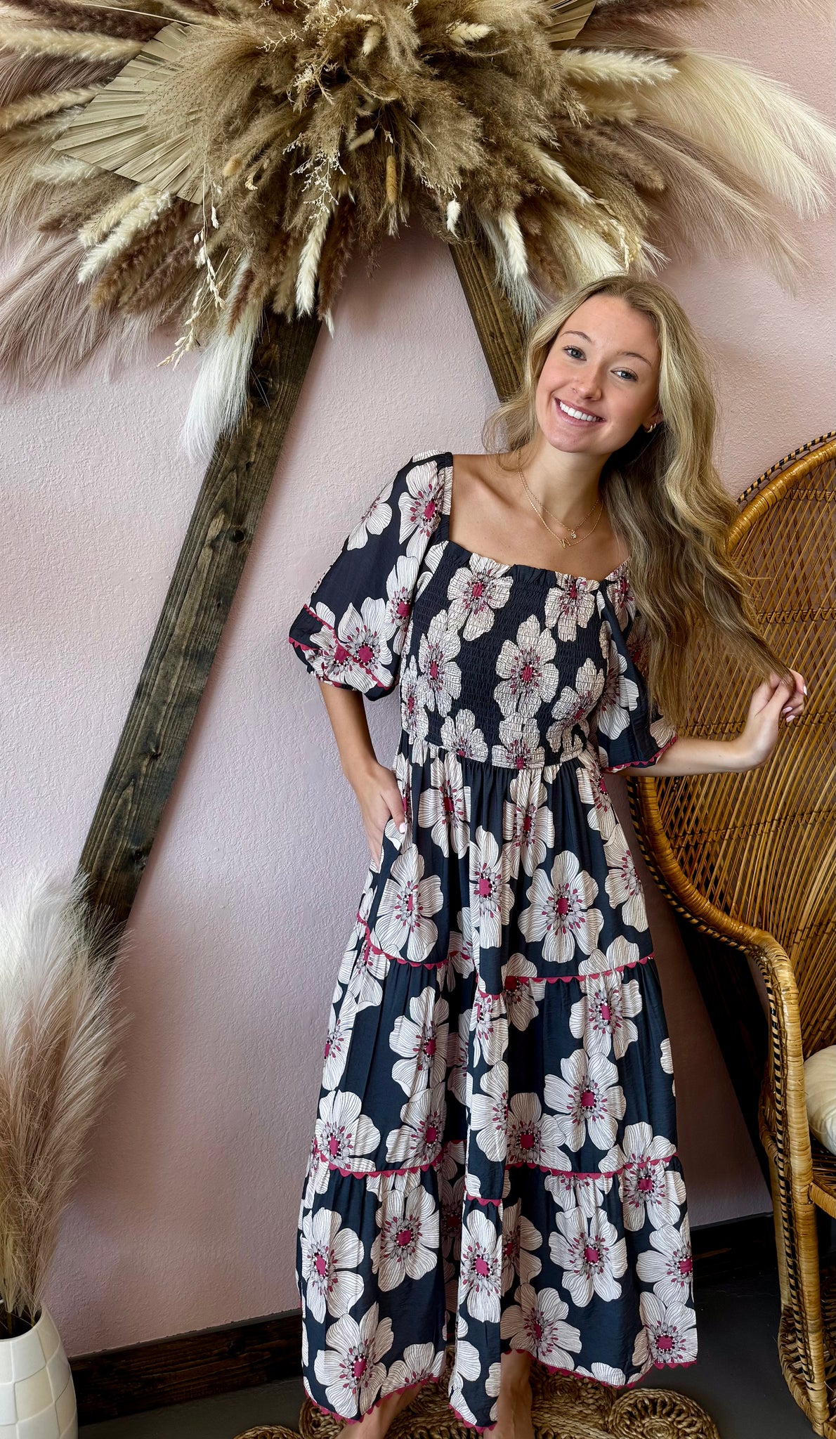 Fall Floral Midi Dress