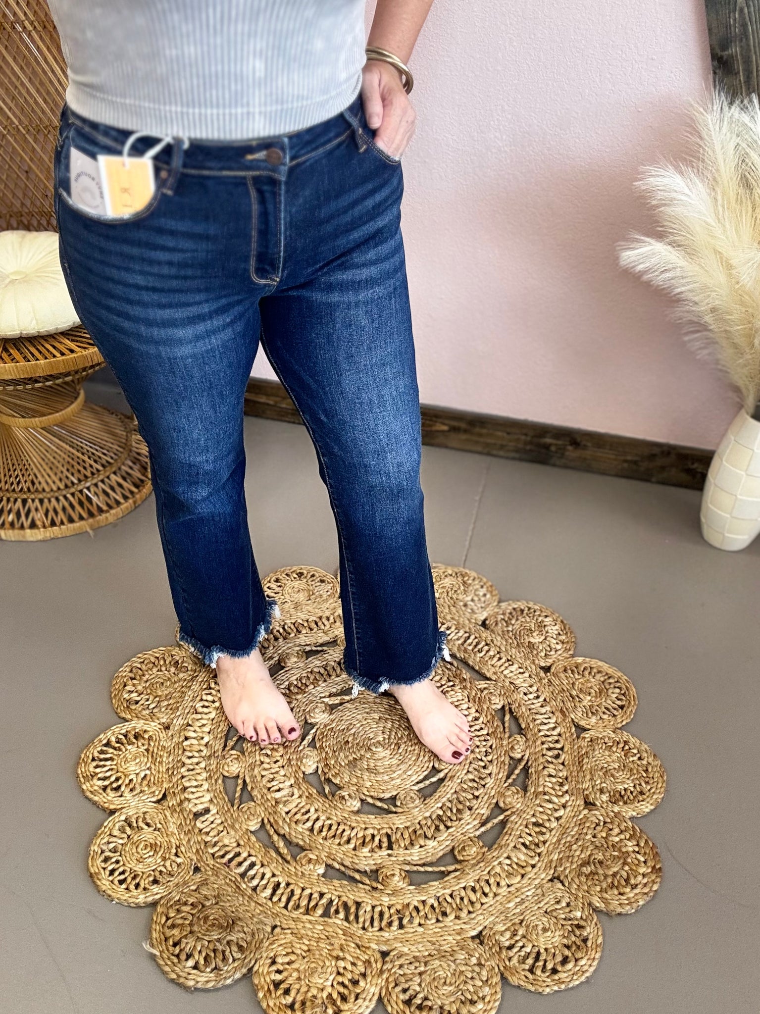 Risen Gracie High Rise Crop Straight Slim Jeans