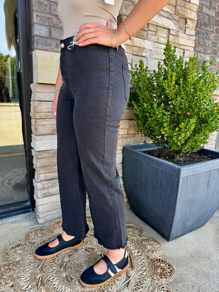 Presley Black Straight Wide Leg Jeans