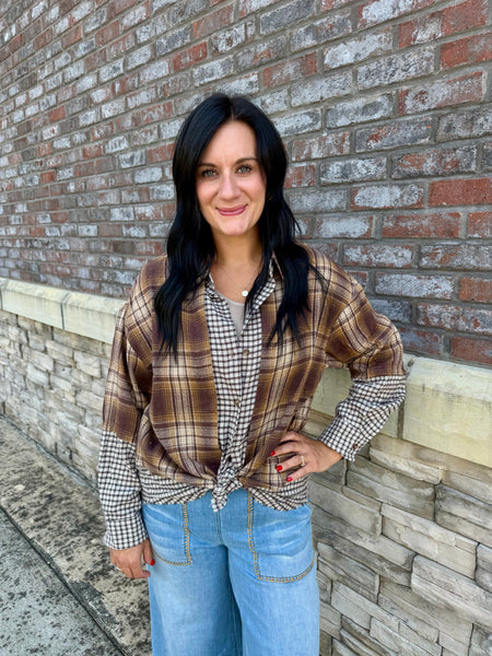 Mixed Plaid & Gingham Button-Down Shirt