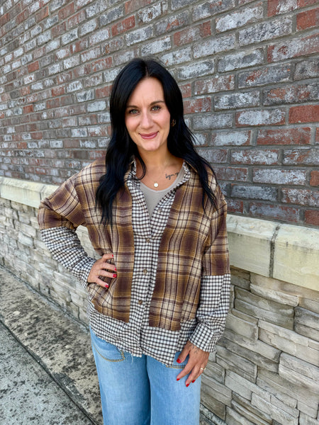 Mixed Plaid & Gingham Button-Down Shirt