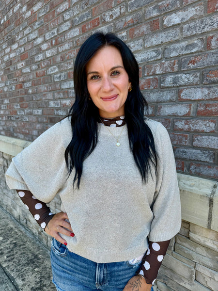 Chic Raglan Short Sleeve Knit Sweater