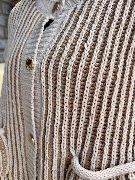 Cream & Taupe Marled Knit Sweater Vest