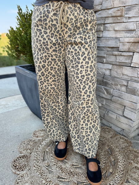 Relax & Roar Leopard Drawstring Pants