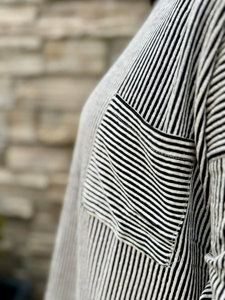 The Everly Ribbed Stripe Top Black