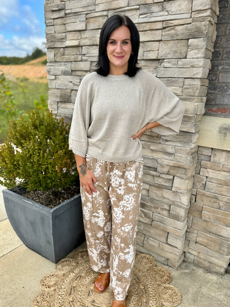 Wildflower Ease Floral Barrel Leg Pants