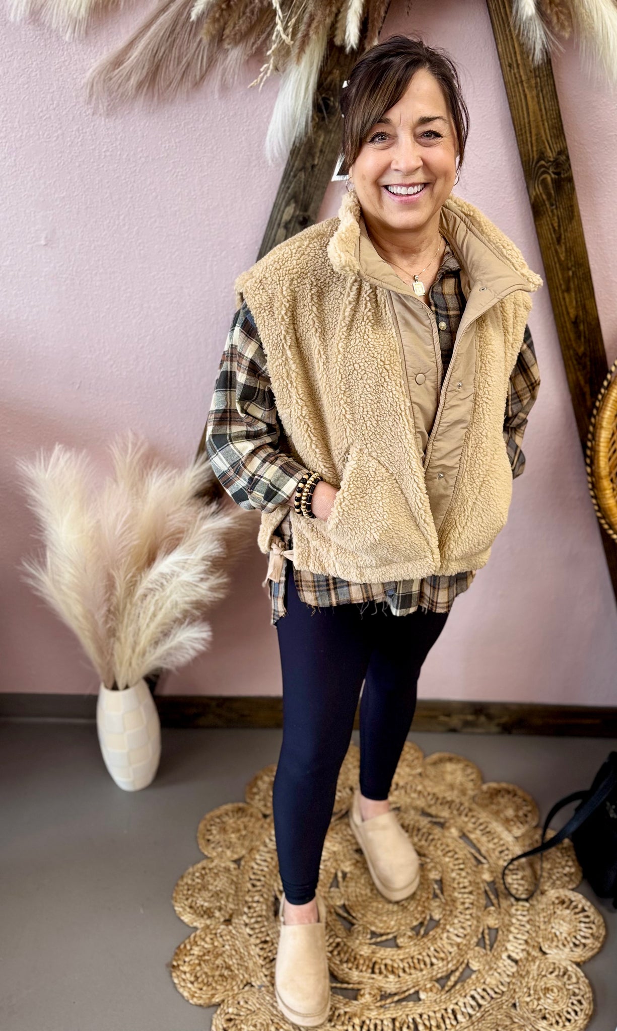 Cozy Sherpa Vest Jacket Beige