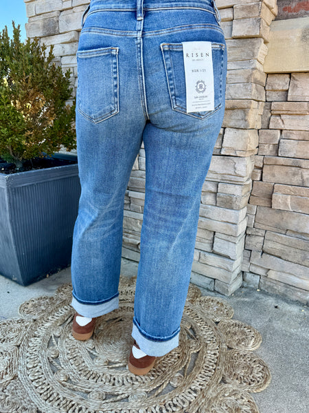 Risen Harper Slouch Boyfriend Jeans Cuffed Cropped Denim