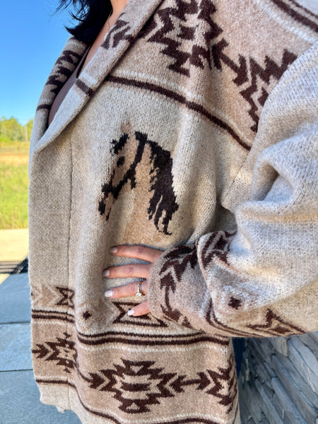 Southwest Horse Knit Cardigan