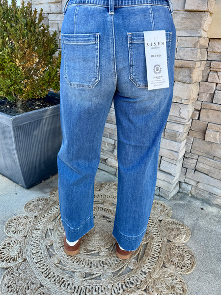 Risen Brooklyn Slouch Crop Barrel Jeans Medium Wash Denim