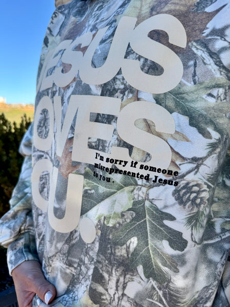 Jesus Loves You Camo Crewneck Sweatshirt