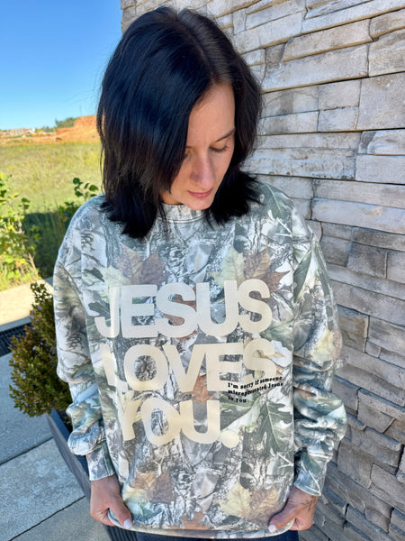 Jesus Loves You Camo Crewneck Sweatshirt