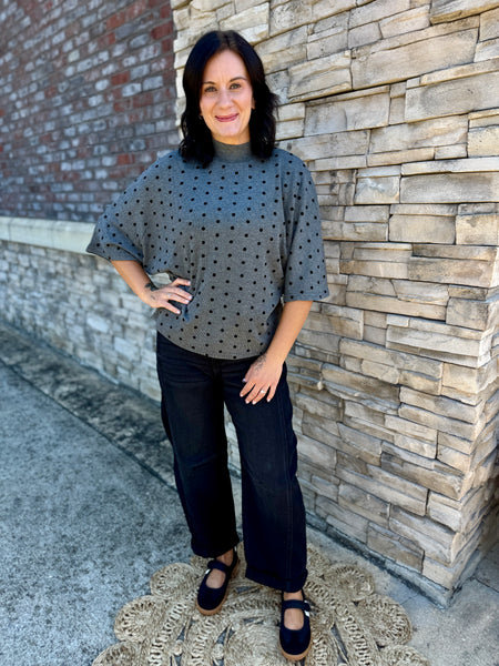 Pepper Dot Mock Neck Top