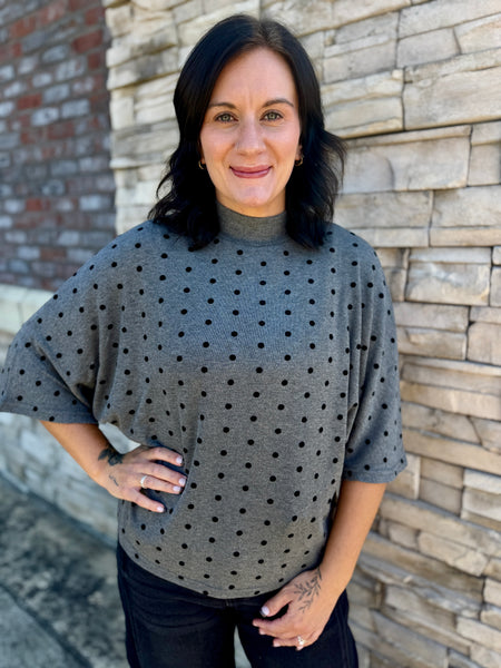 Pepper Dot Mock Neck Top