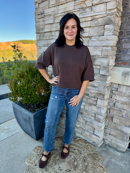 The Espresso Ease Short Sleeve Pullover