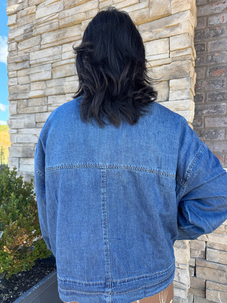 Oversized Denim Jacket With Cargo Pocket
