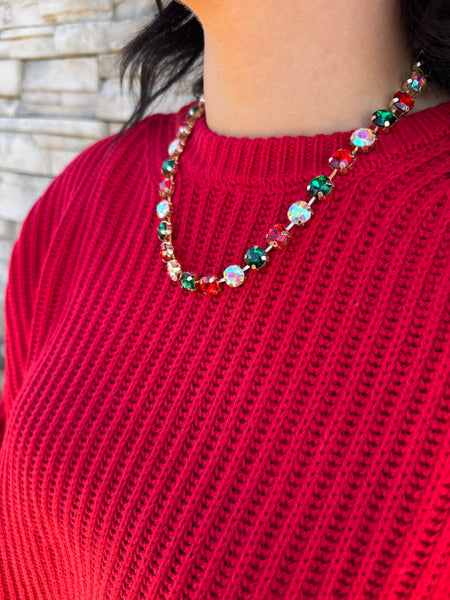 The Crimson Cozy Ribbed Crop Sweater Red