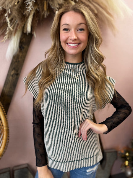 Ribbed Knit Sweater Vest Forest Green