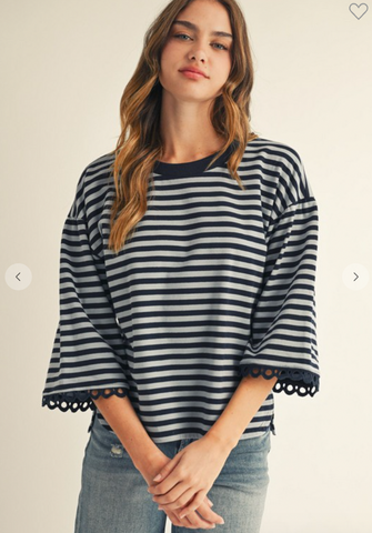 Stripe Trimmed Top