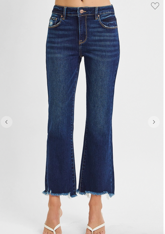 Risen High Rise Crop Straight Slim Jeans