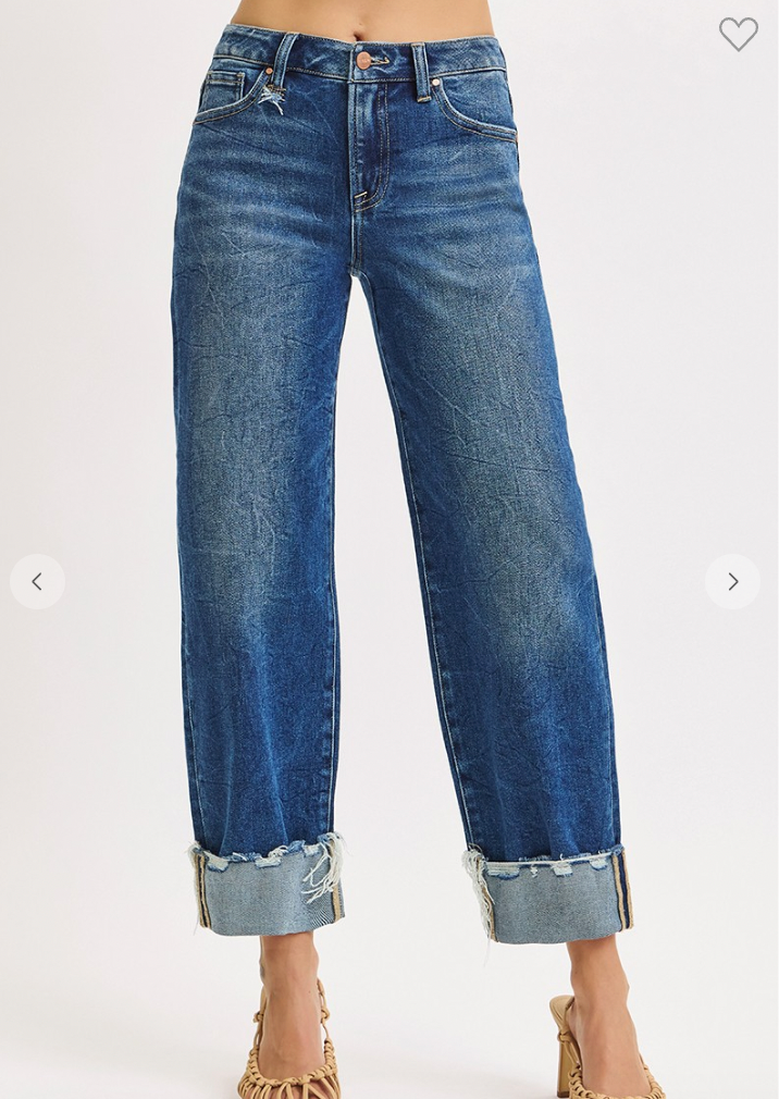 Risen High Rise Distressed Cuff Jeans