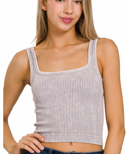 Two Way Seamless Ribbed Tank Sleet