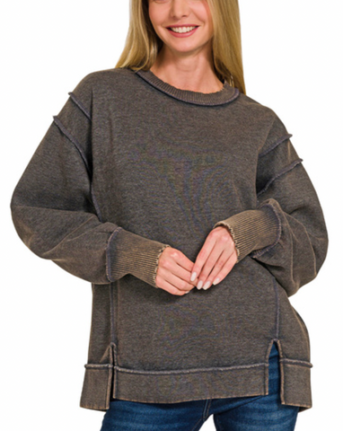 Exposed Seam Sweatshirt Black