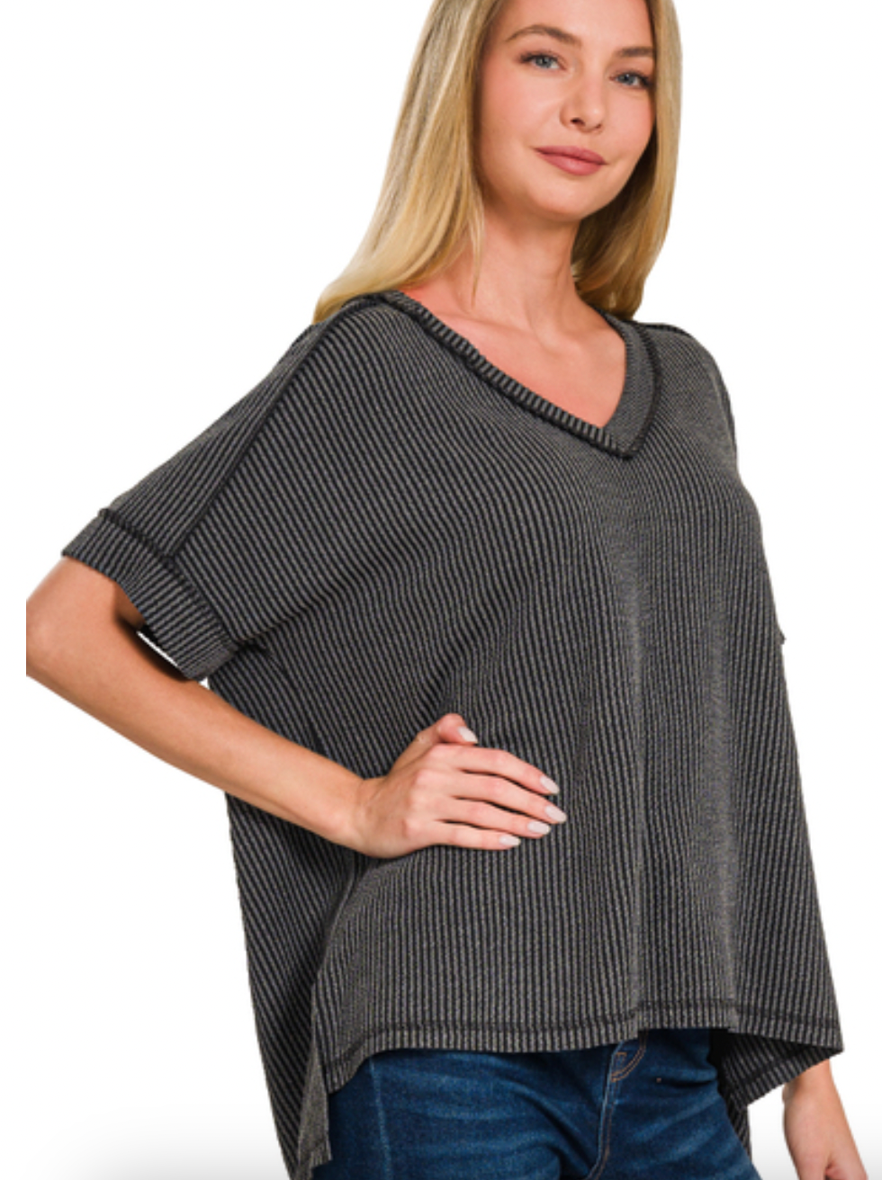 Your Favorite Ribbed Top Charcoal