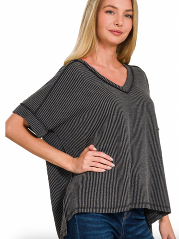 Your Favorite Ribbed Top Charcoal