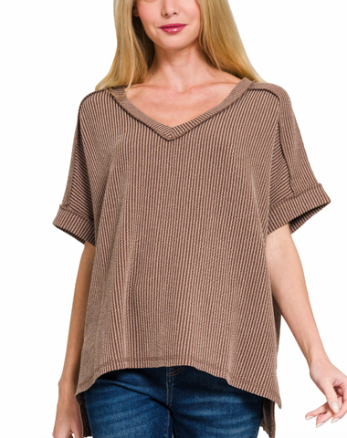 Your Favorite RIbbed Top Brown