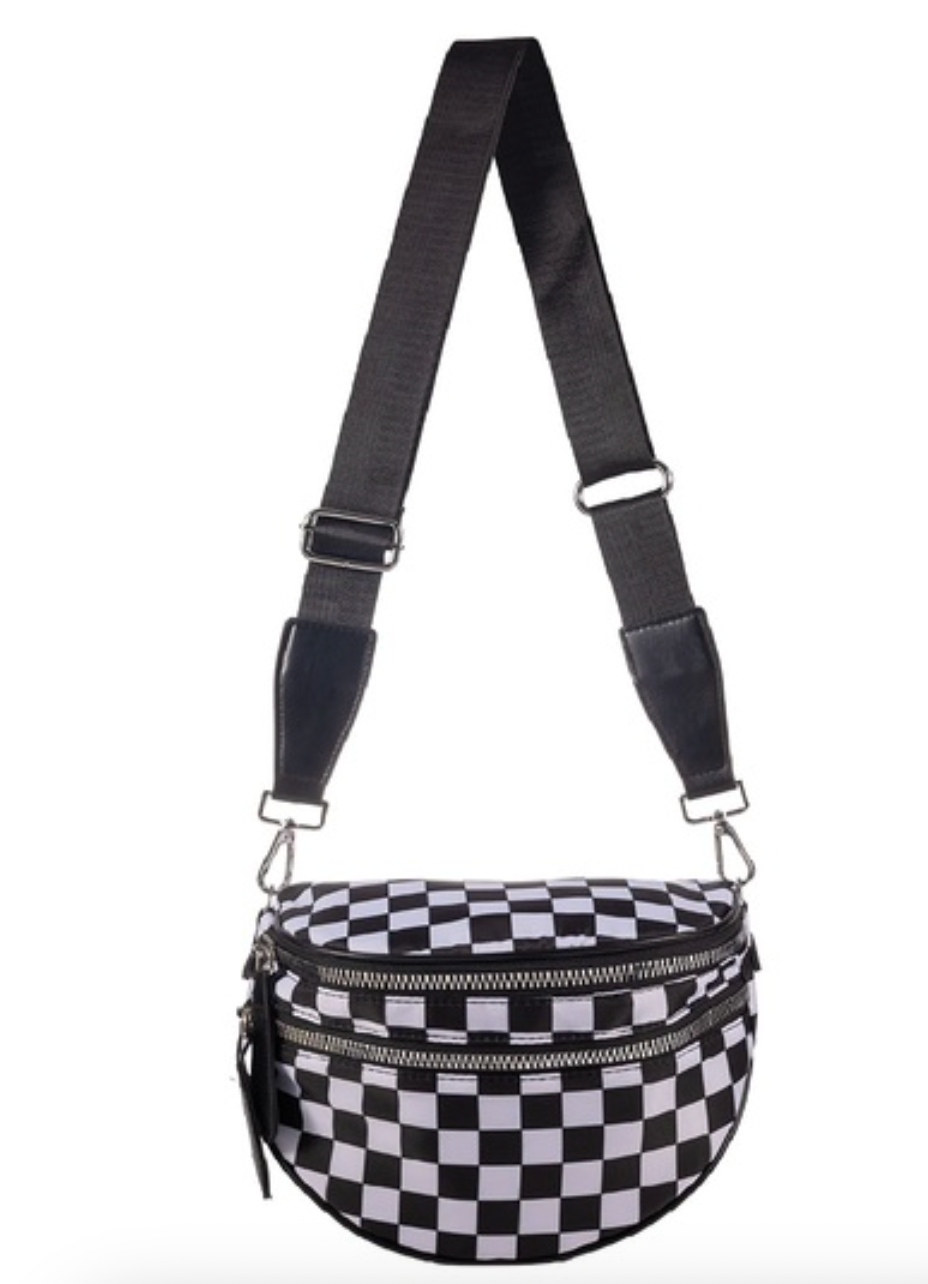 Double Zip Sling Bum Bag Checkered