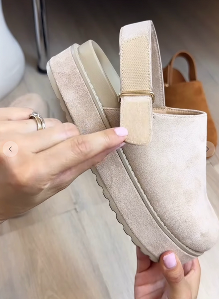 Slingback Clog Shoes Beige