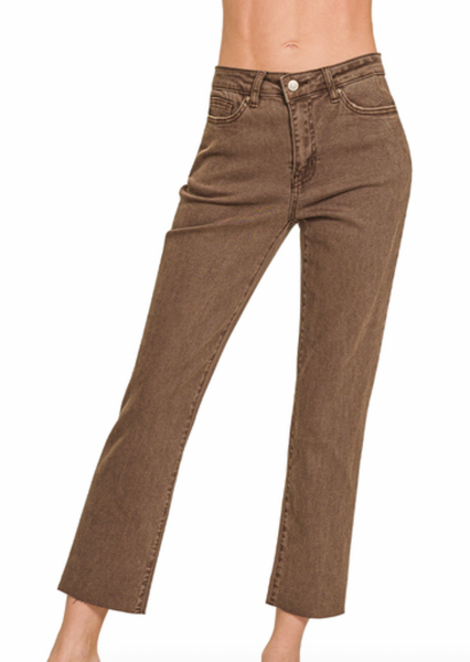 Cropped Straight Jeans Brown