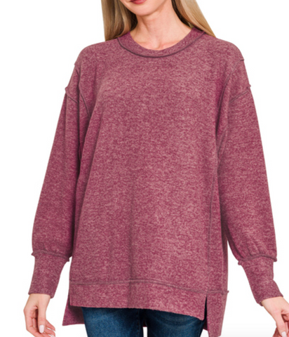 Seize The Day Sweater Top Cabernet
