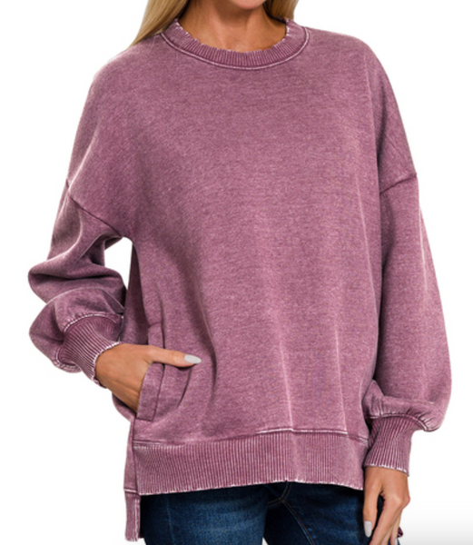 Kenna Pocket Sweatshirt Eggplant