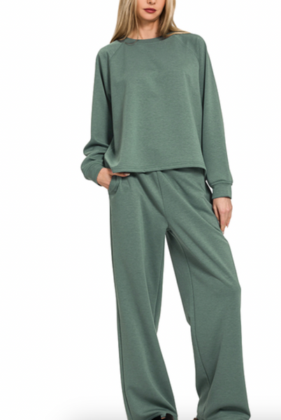 Scuba Pullover and Pants Set Jade Green