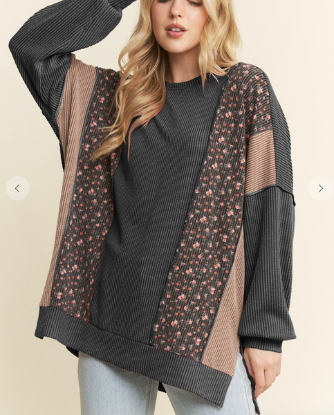 Urban Ribbed Fall Floral Top