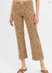 Risen Leopard Mid Rise Ankle Slim Straight Pants
