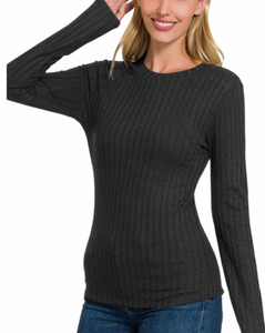 RIbbed Layering Top Black