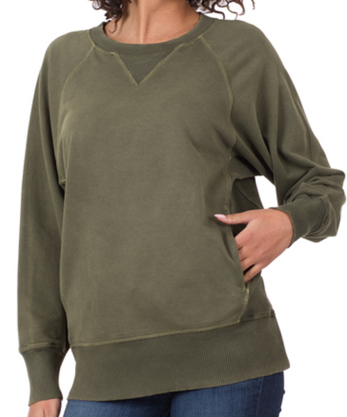 Cuddle Weather Pullover Olive