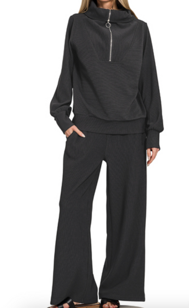 Ribbed Pick Me Set Black
