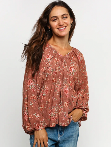 Flirty Fall Floral Babydoll Top