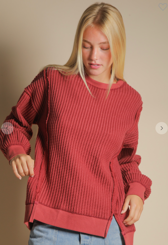Waffle Knit Casual Top
