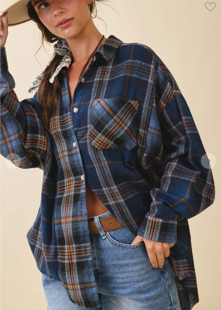 Kambrie Navy Plaid Flannel Shirt