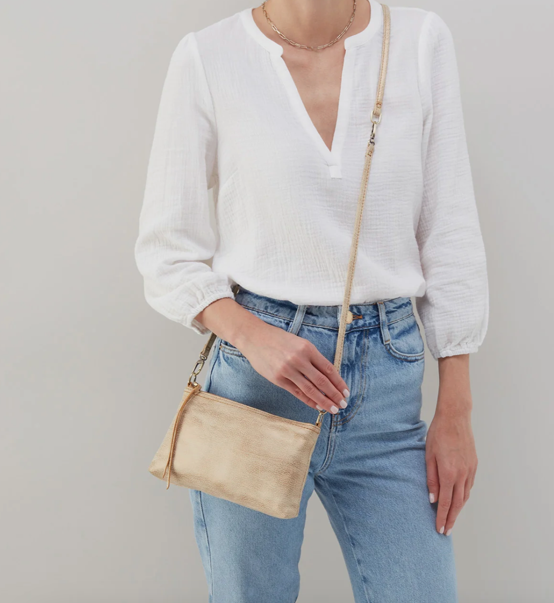 HOBO Darcy Crossbody Metallic Gold Leaf